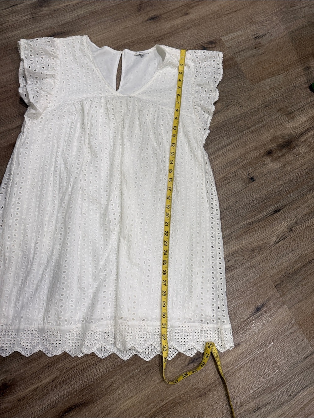 JODIFL Cotton White Eyelet Flutter Sleeve Dress - Picture 5 of 8